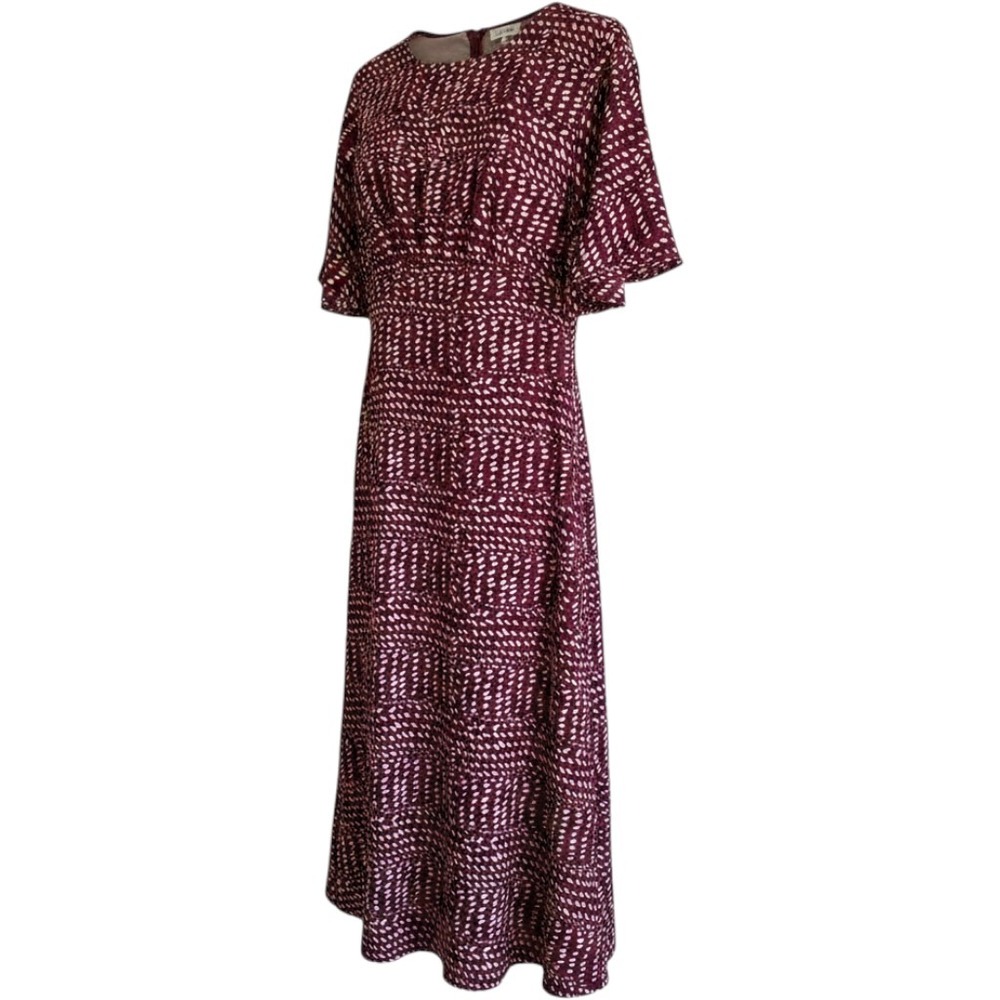 She + Sky Burgundy White maxi Dress Open Back medium‎ summer boho cottage